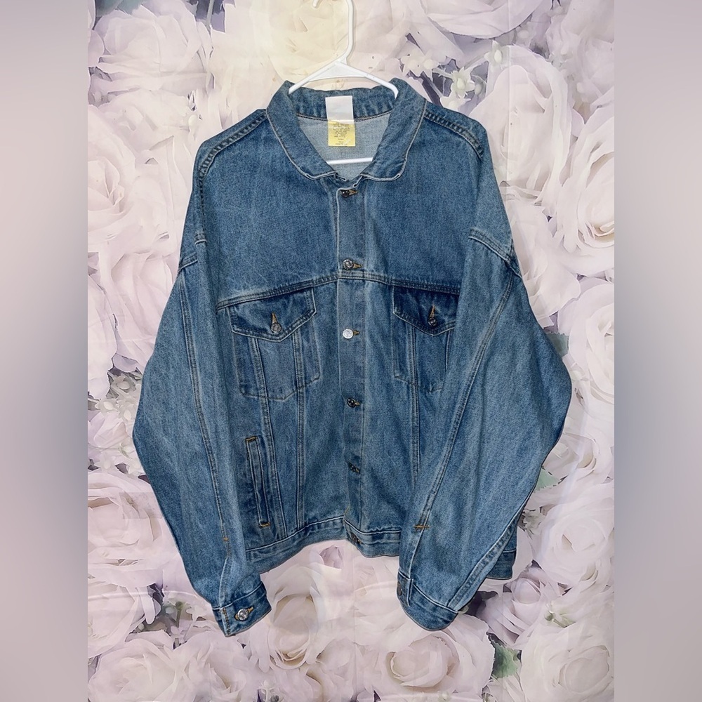 Vintage M&M's Denim Jacket Mens XL Blue Planet Mars Embroidered Candy Promo 90s‌ - Picture 2 of 8